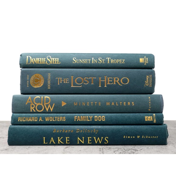 Book decor, teal blue-green decorative books for home decor, staging and props - Picture 10 of 10